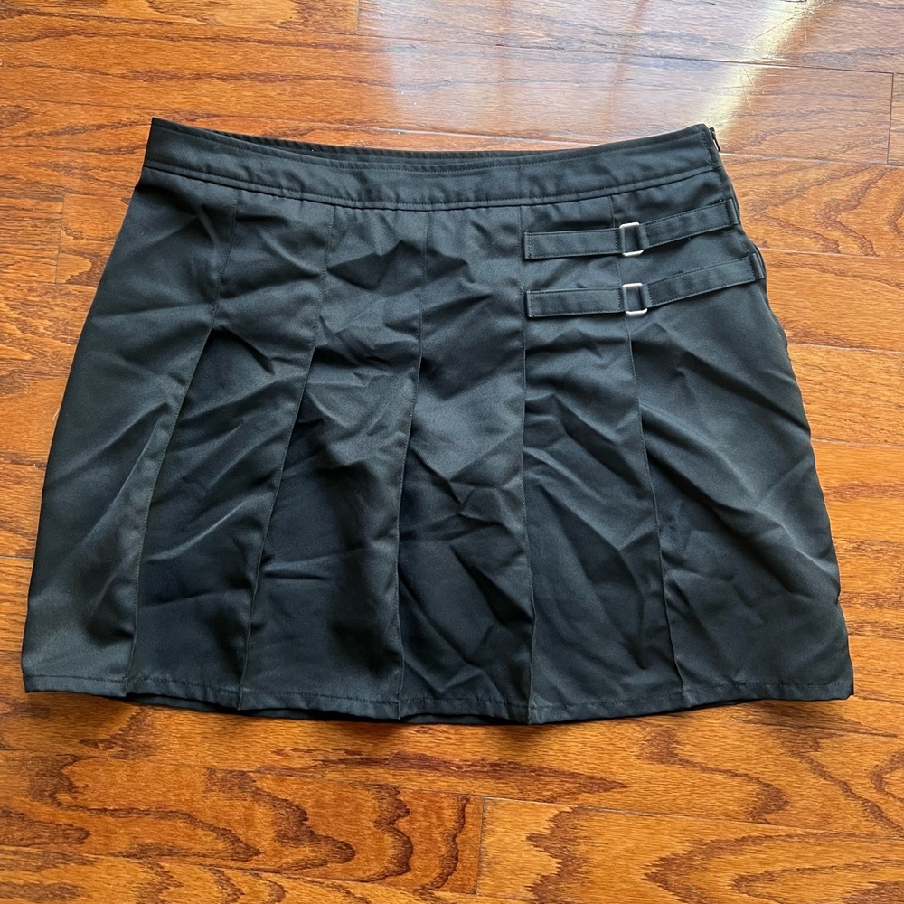 French Toast Black Mini Skirt with Buckle Detail
